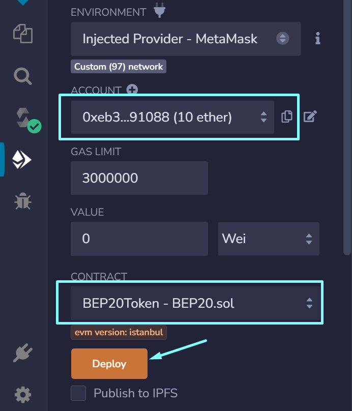 Deploy contract trên ví metamask