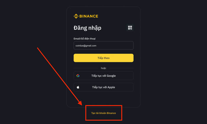 cach tao tai khoan binance